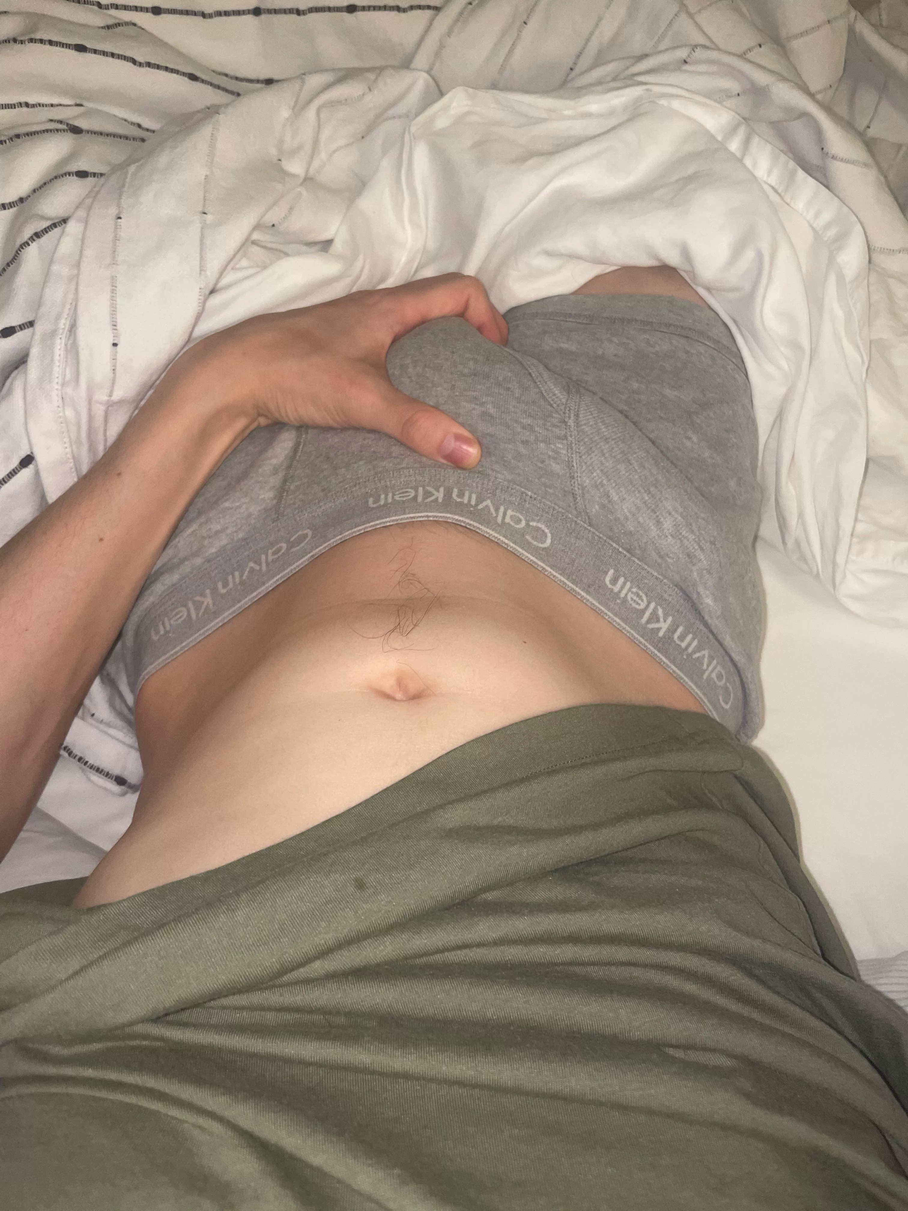 Do you like how it looks in grey Calvins? posted by Temporary-Classic786