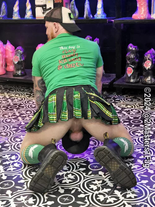Made the sub get on its knees at a sex shop to see up its kilt.   Good Lil Irish sub! by 2Masters1Fag