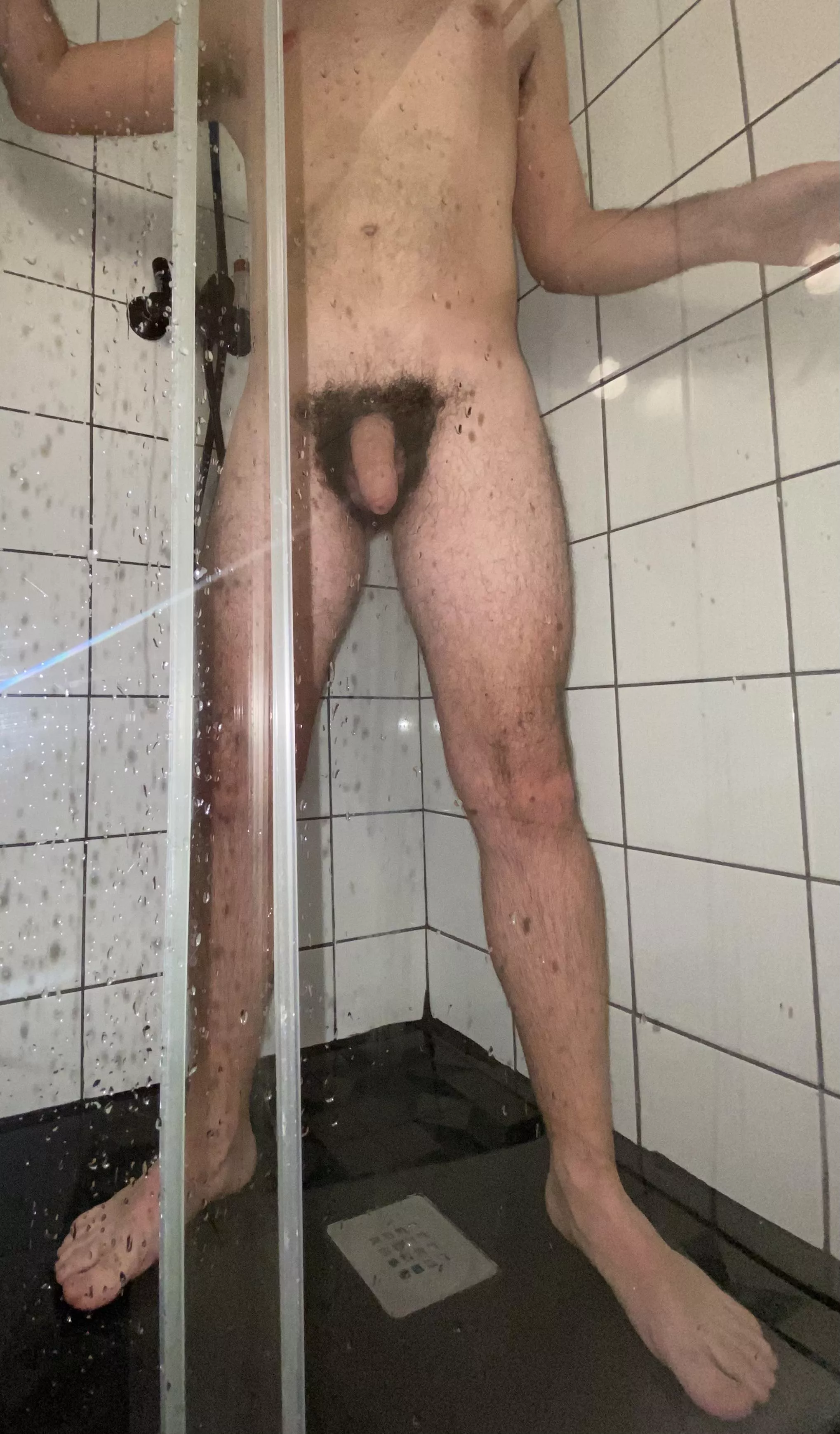 Surprised in the shower by a friend... didn’t have time for covering my privates. I was really worried because he took a pic of the moment 😩 posted by andy990aaa90