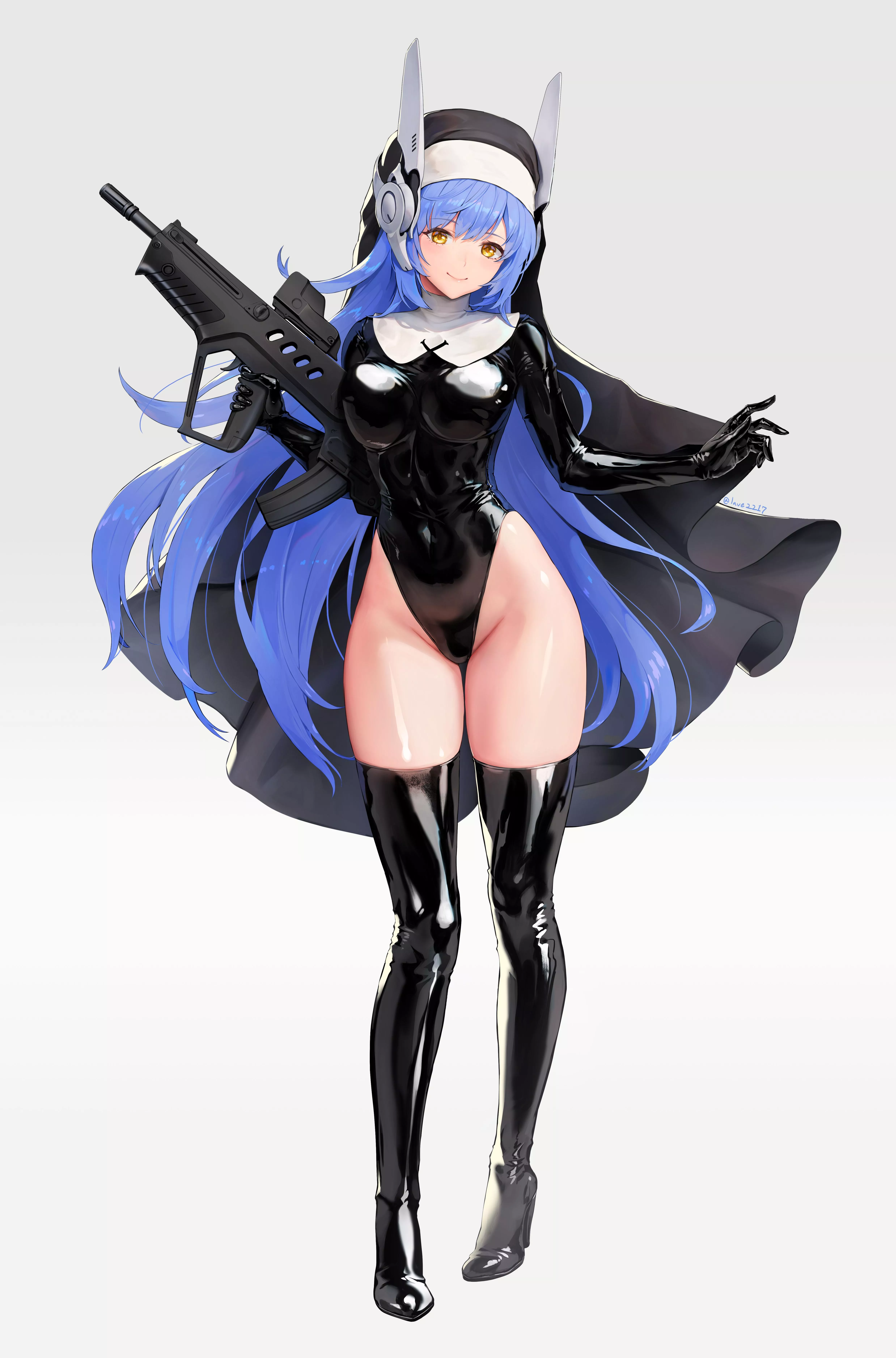 TAR-21 (from Girls Frontline) wearing the Justina Follower uniform from Blue Archive posted by Jaxx1992