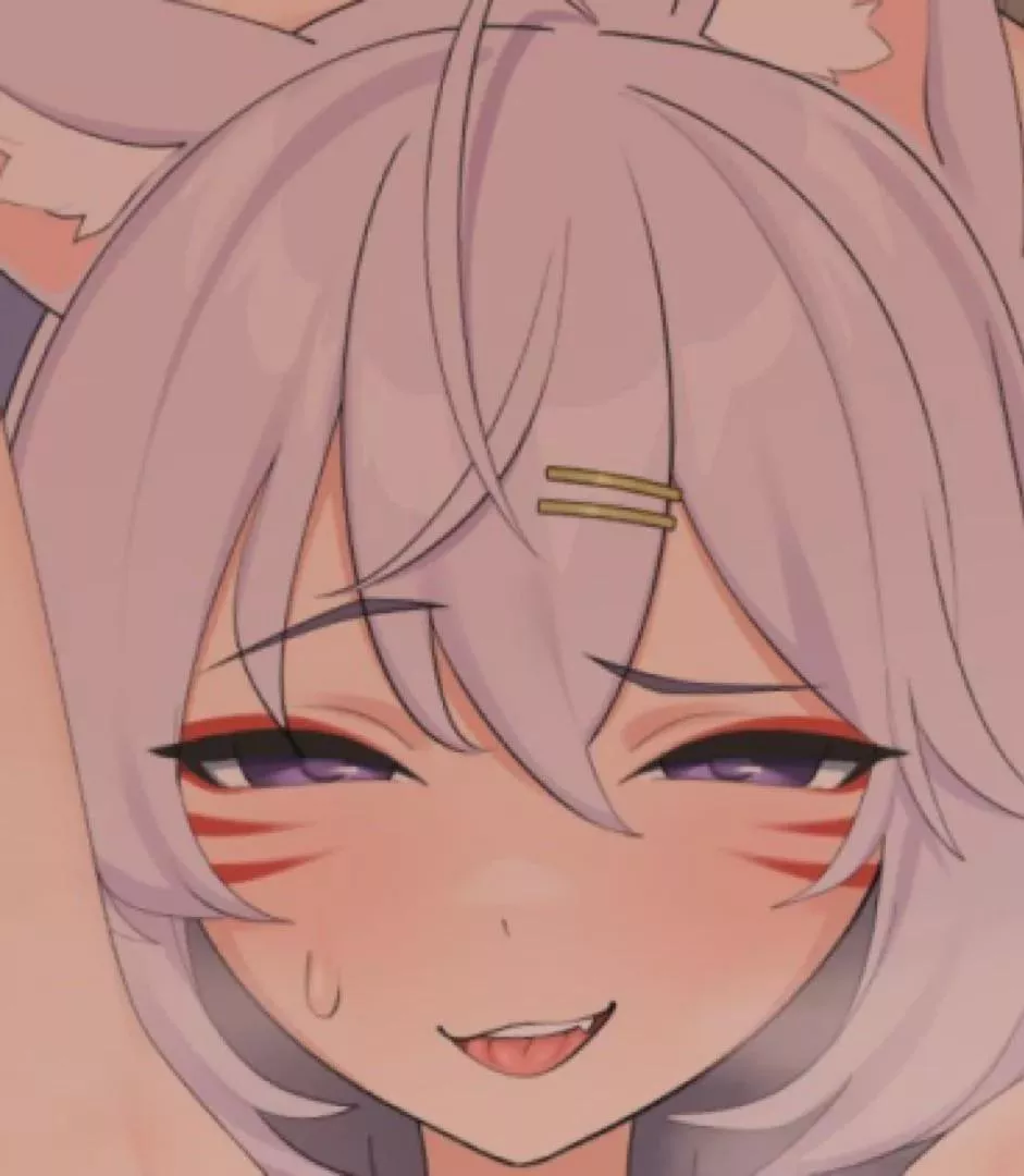 Color, 1girl, vtuber, light purple hair, purple eyes, sweating, smug, hairclips, foxgirl, Flipsie, one raised eyebrow posted by jackdeadcrow