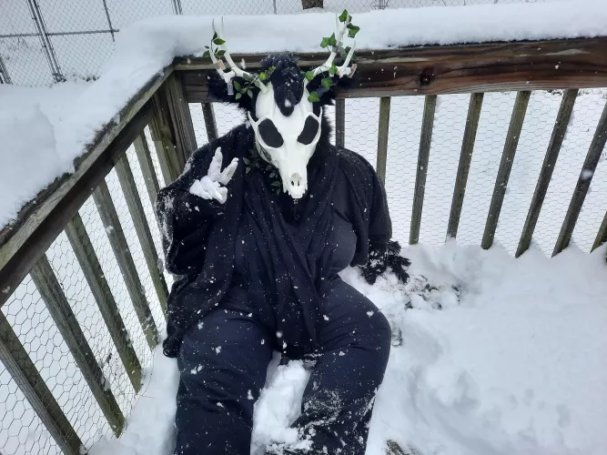 Happy Fursuit Friday, I fell in the snow (OC) by Void-Lizard