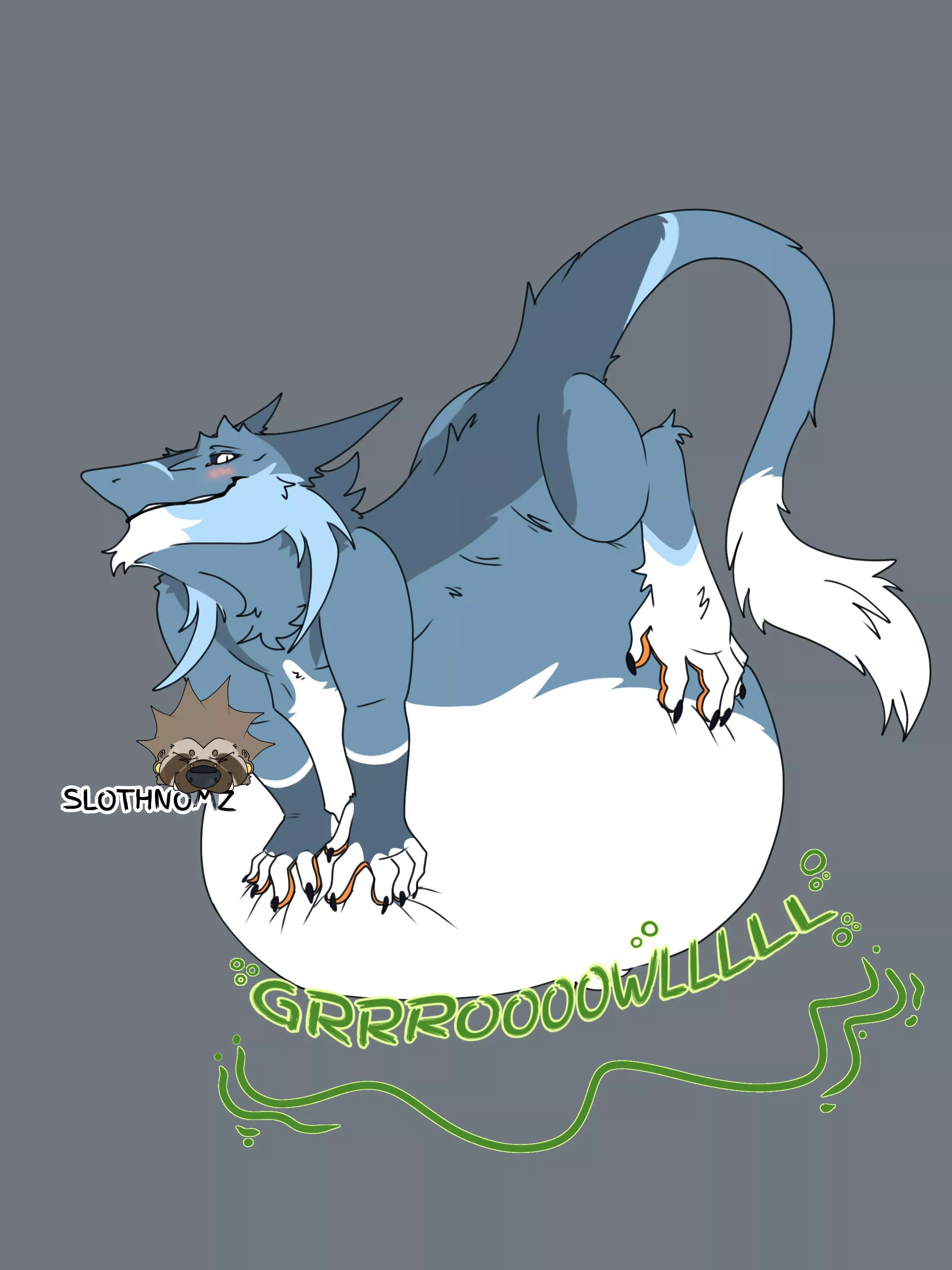 {image} “Stuffed sergal.” [ Art By Me, SLOTHNOMZ ] [ Size Difference / Large Prey ] posted by SLOTHNOMZ