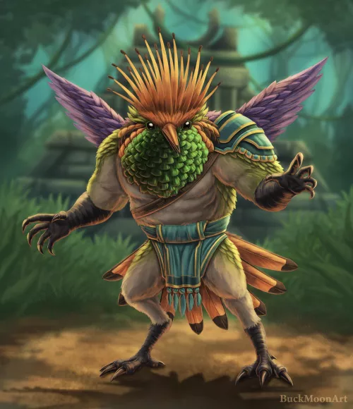 Quetzal, the Rufous Crested Coquette Barbarian! (Art by Me) by ArmedBurrit0