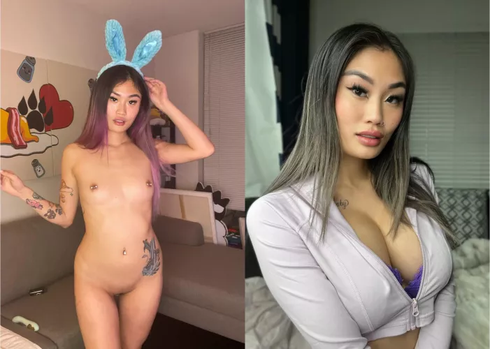 What I started at vs. Now! Busty but face still innocent-looking 😉 by Sunflower_bunbun