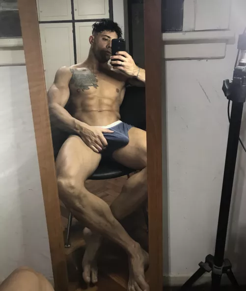 How does the blue look on me? by TattooedMuscled