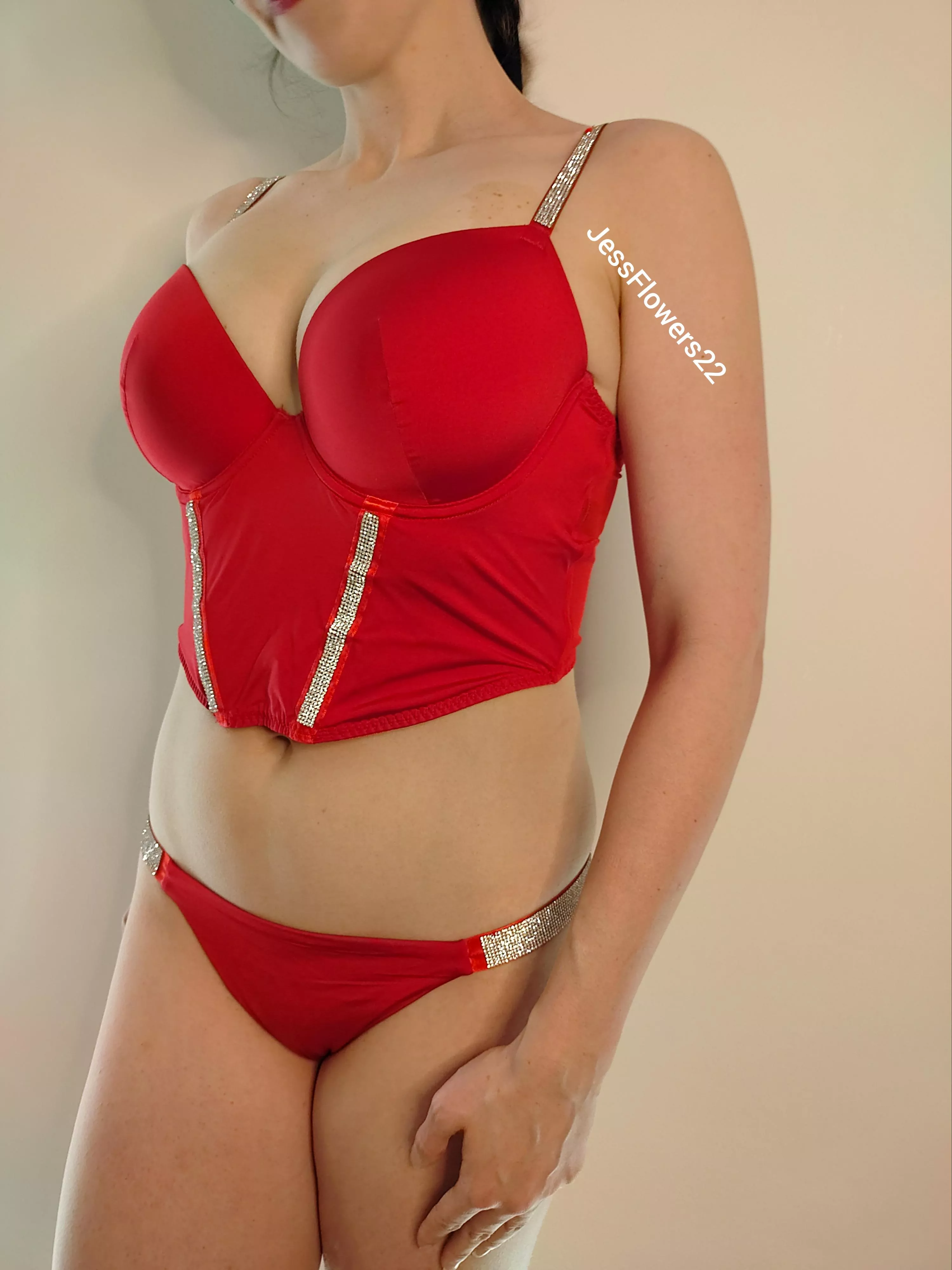 Red satin corset and panties  posted by JessFlowers22