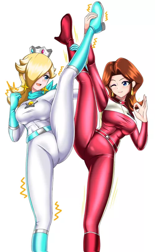 Rosalina & Pauline doing some stretching by LafterMastr