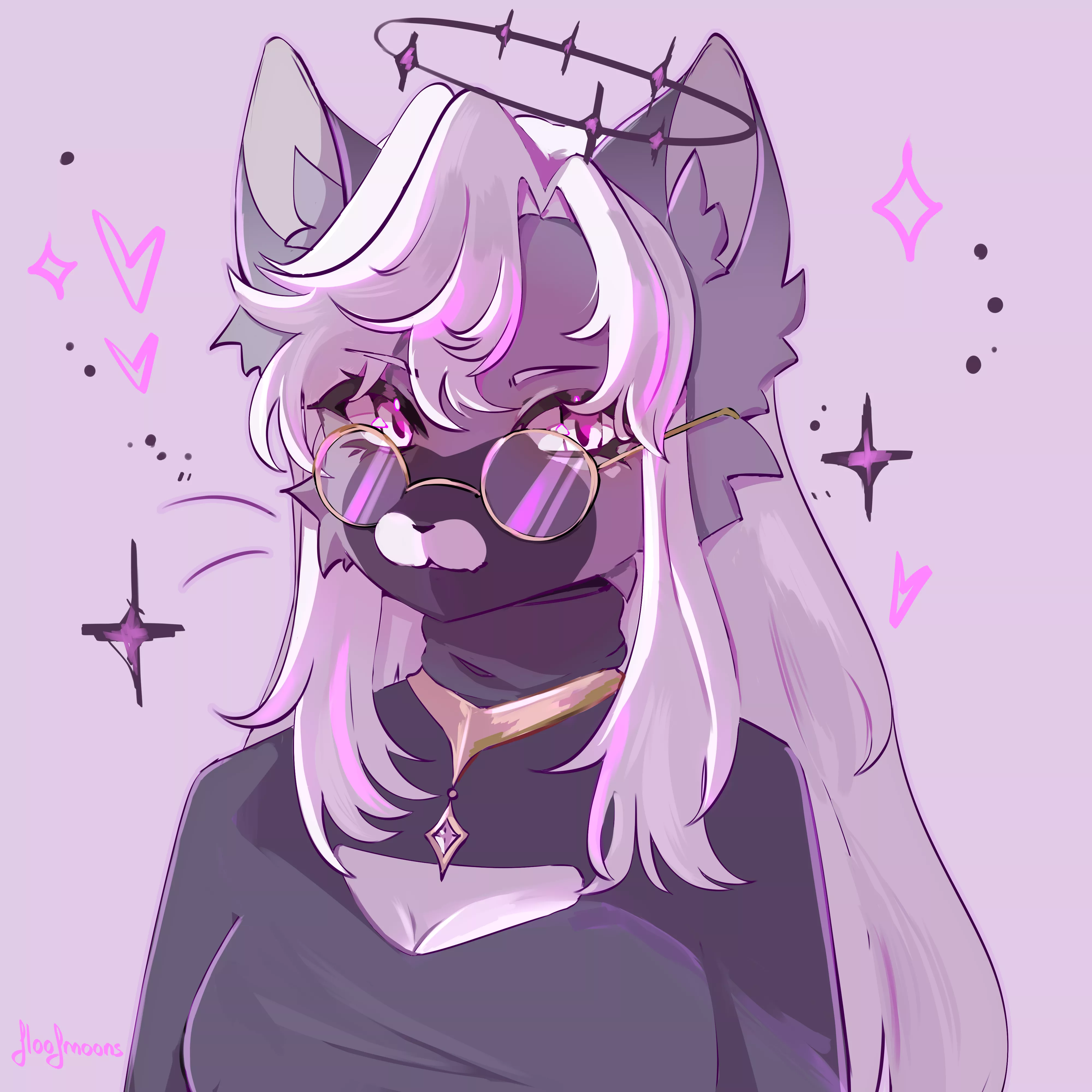 a cat around the corner [OC] posted by floofmoons