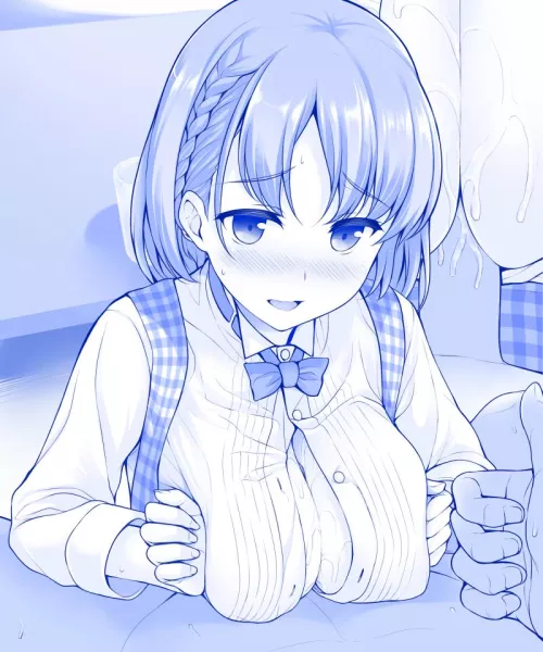 Ai-chan got aroused while pleasuring her manager with her bosomy tits [Getsuyoubi no Tawawa] (uni8) by ecchi_neko