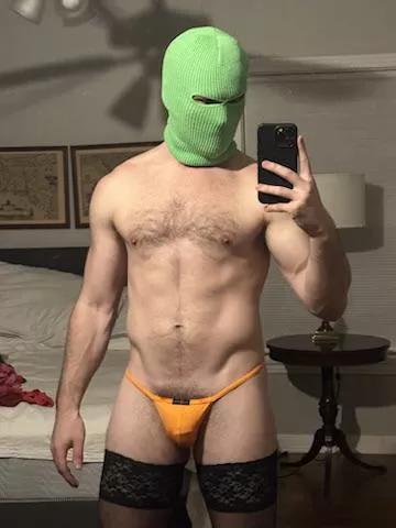 Bush is wildin in this orange g-string posted by pantyjockxxx