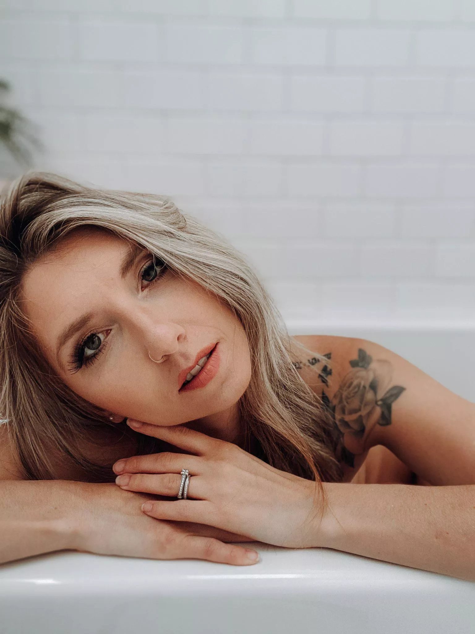 Just me, makeup on, naked and wet in the tub  posted by fitblondemom