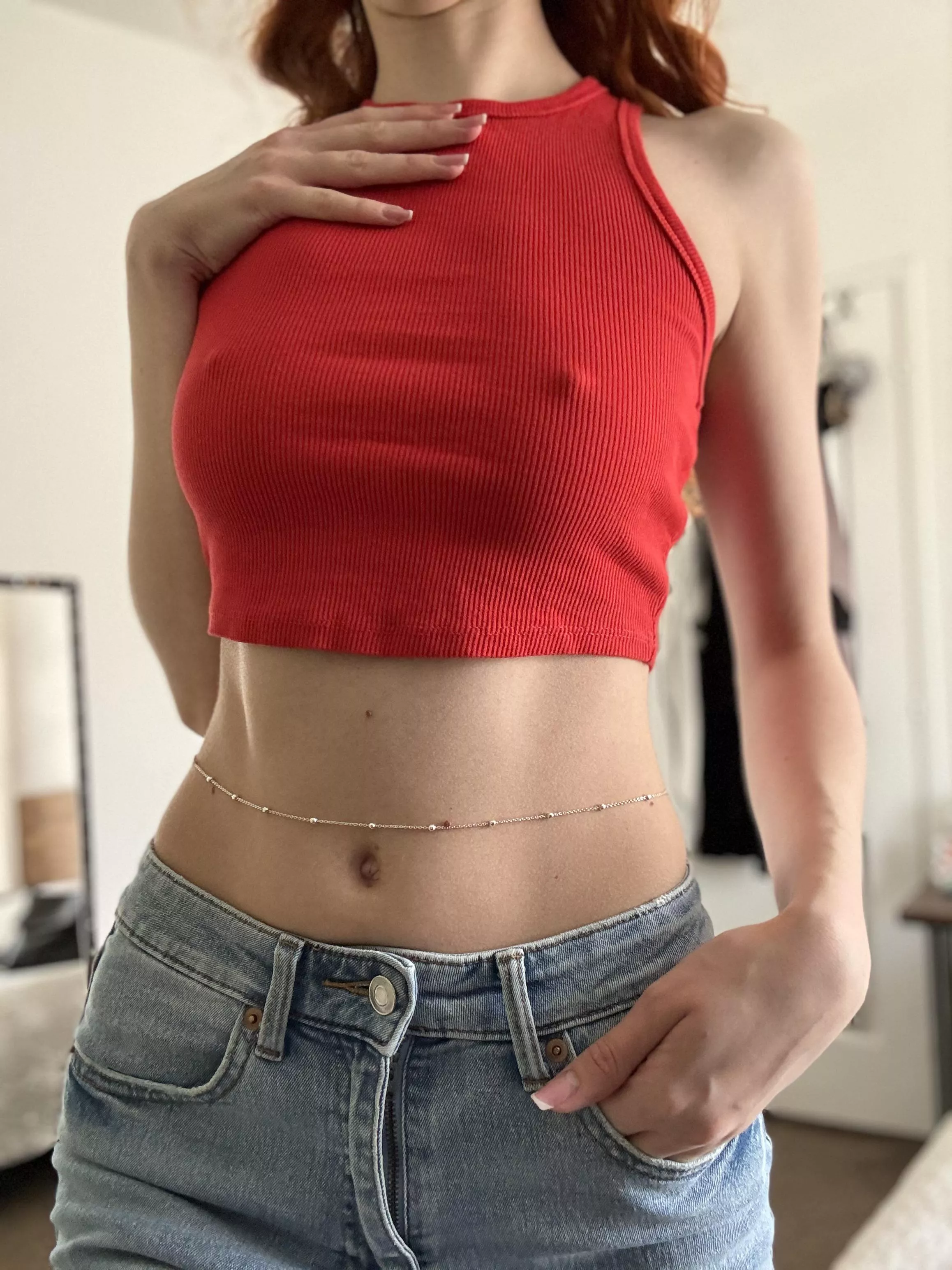 Curious what I hide under my top? posted by long-legzzz