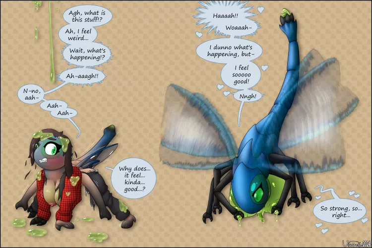 Dragonfly Infusion (Unwilling; F Human -> Feral Dragonfly Monster) [Comm] by Visorelle