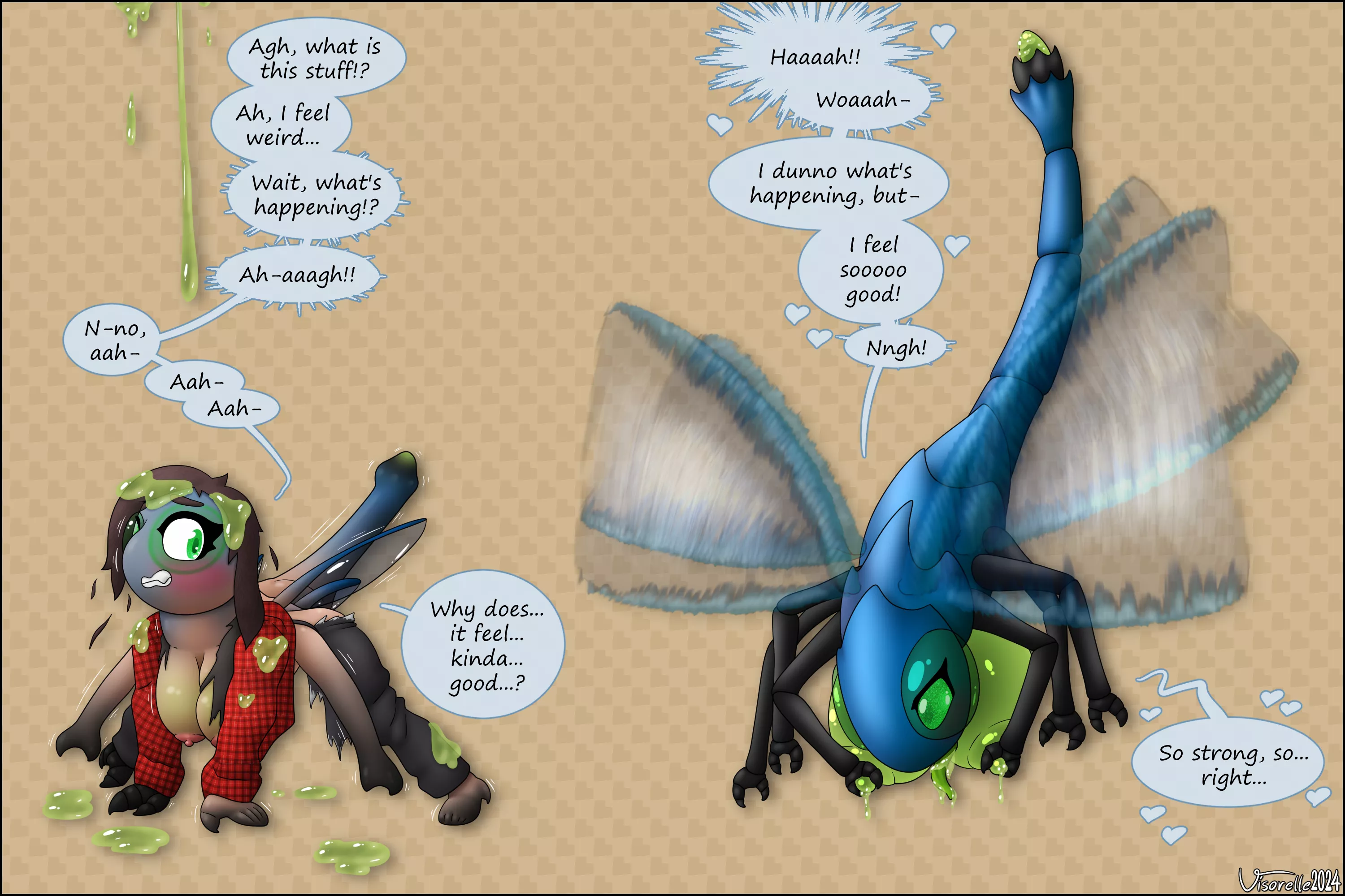 Dragonfly Infusion (Unwilling; F Human -> Feral Dragonfly Monster) [Comm] posted by Visorelle