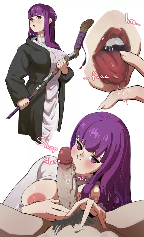 Fern having some fun with her mouth (yuribny) by Pharael69