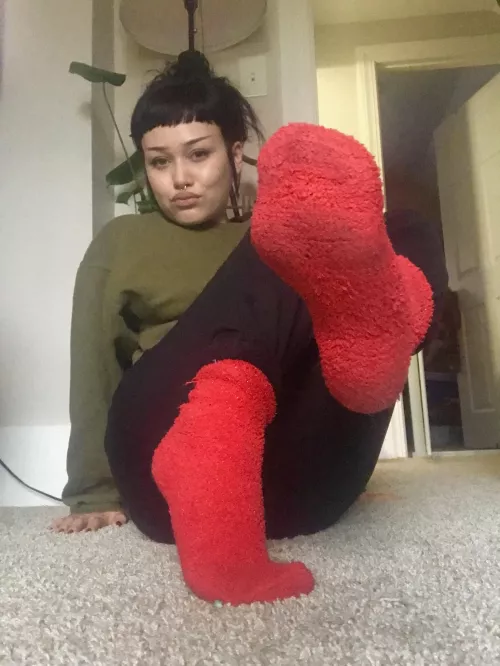 ✨selling✨ sweaty red fuzzy socks.  by Fetish-foot-job
