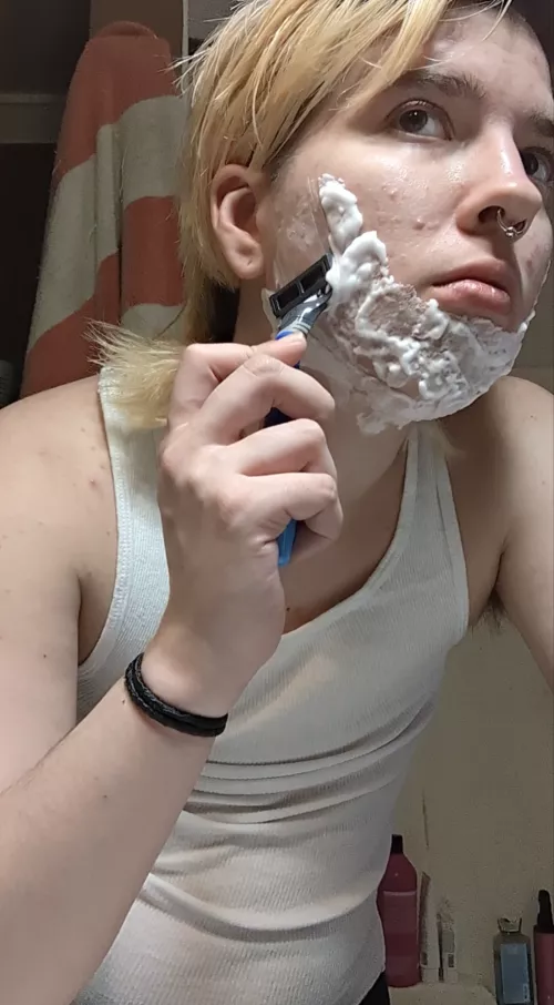 First time shaving since starting T. 💙 by BattyBoyToy