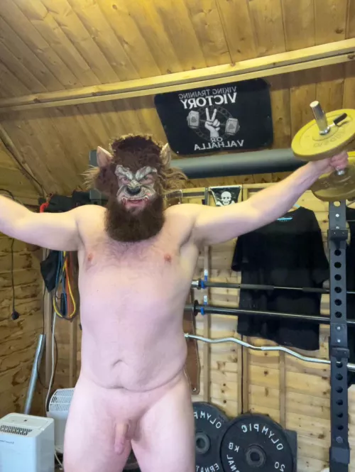 Just playing around in my gym with my wolf mask by Ricklazell