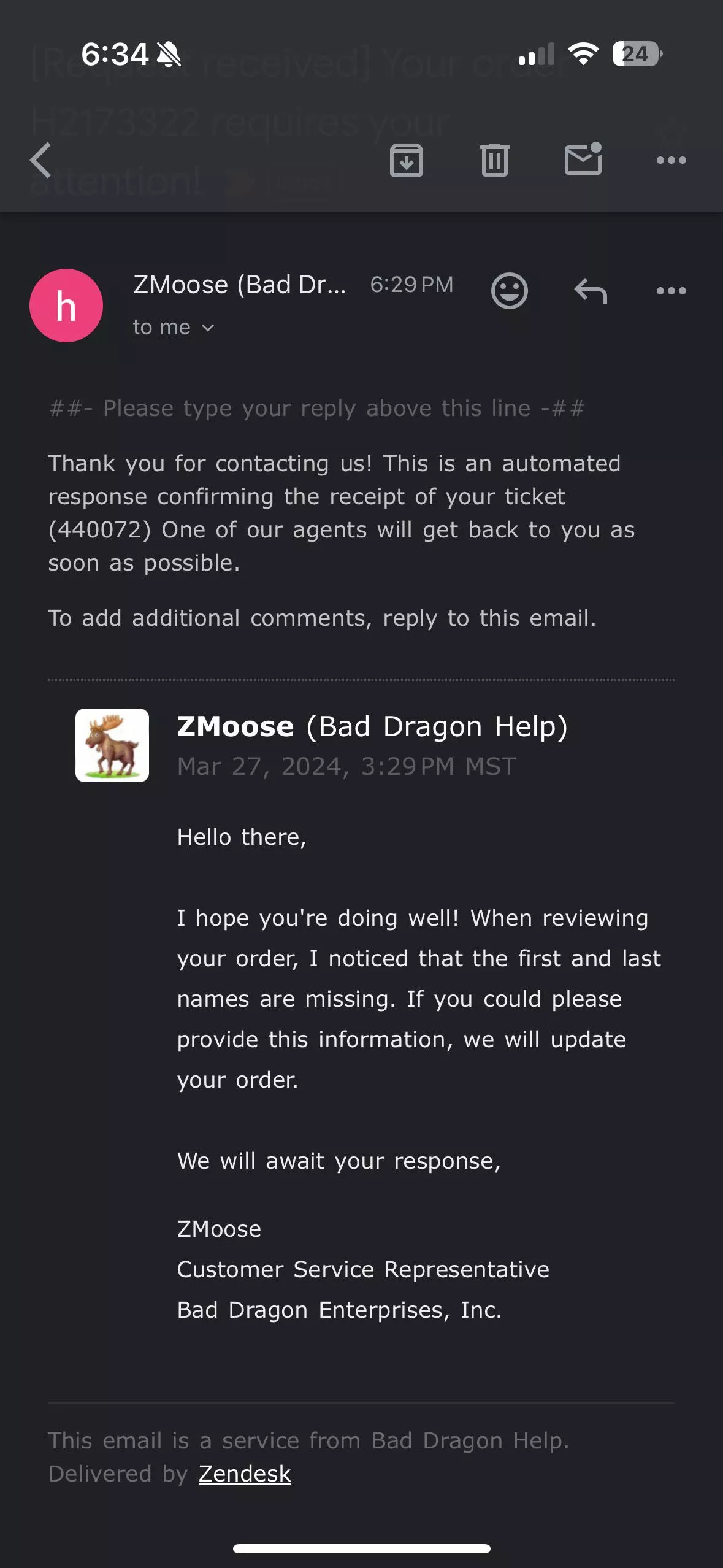 Name on orders posted by BookDragonHoarder