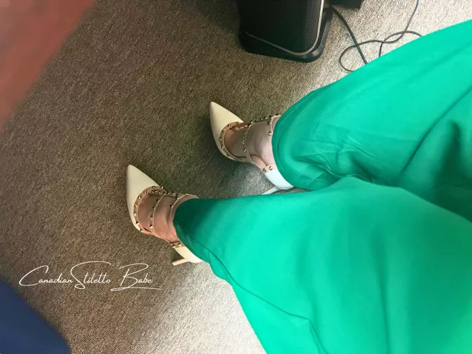 Quick pic under the desk  by CanadianStilettoBabe