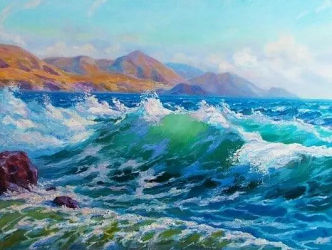Big wave. My oil painting. Oil in canvas by PrusRuslan