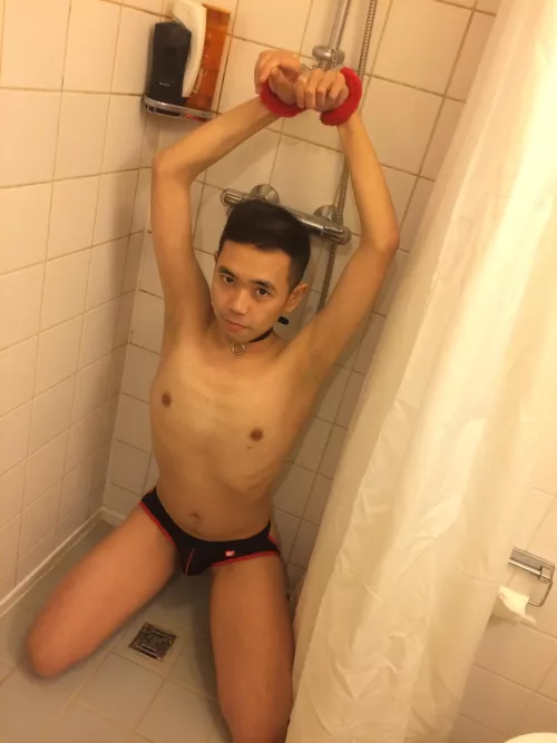 A fag for deep throating in the shower  by jon_i7
