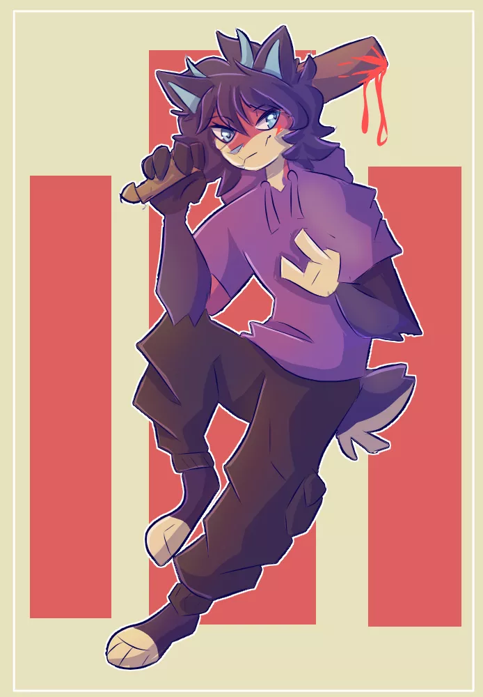 Mess with the cat you get the bat🩸art by me posted by ahxyll