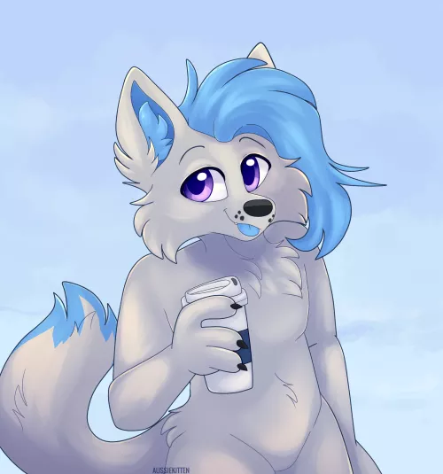 Such a comfy day to get a warm drink, don't ya think? 🐾 | [Comm for PawsTheFox_] by Aussie_Kitten_