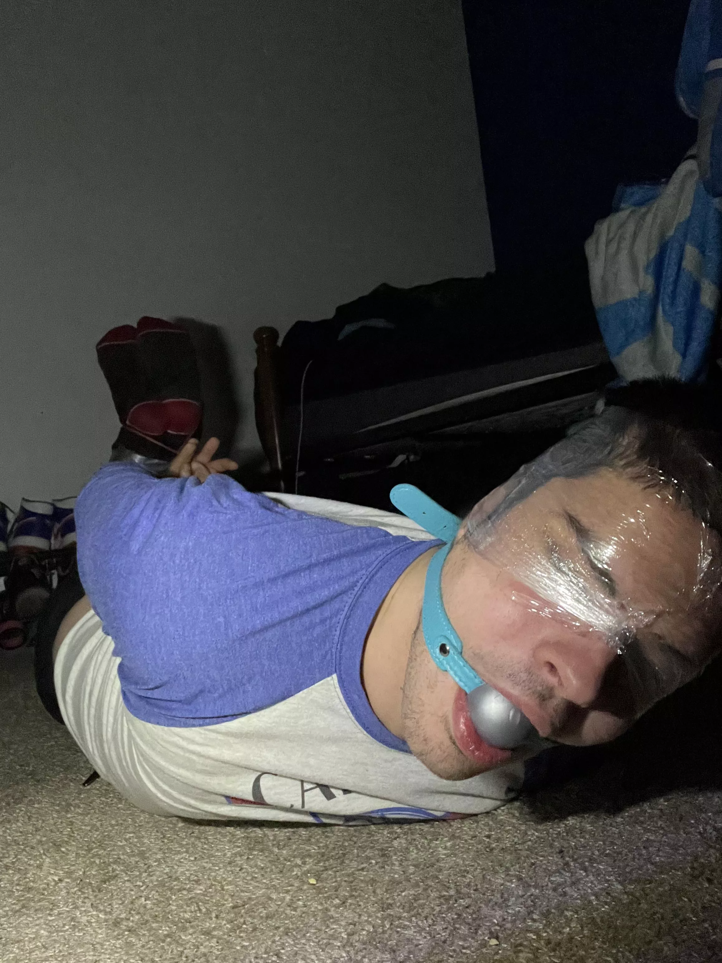 Yes I’m a bondage switch so I practice my self ties sometime I sleep tied and gagged all night posted by tobusylastofus22