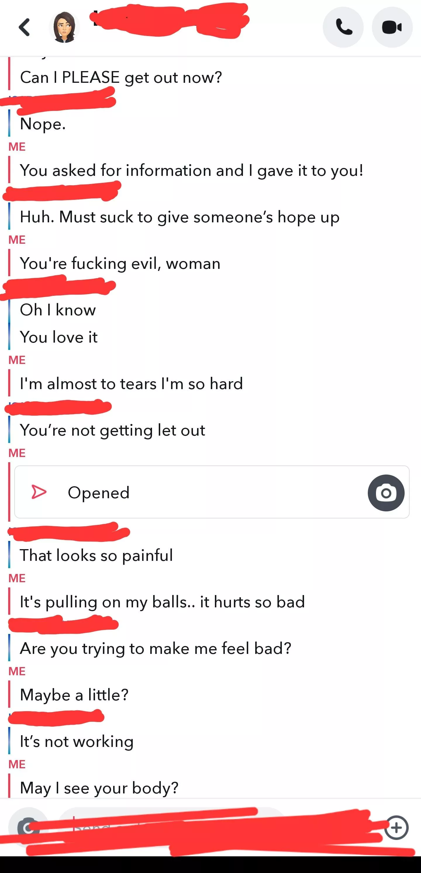 A conversation with my keyholder. Day 10. She asked for ideas from the group to torment me while she's out of town? posted by midwestGuy369