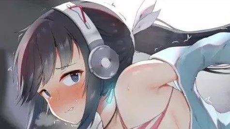 Color 1girl armpit bare_shoulders black_hair blue_eyes blue_jacket bra_lift breath choker clenched_teeth close-up doggystyle from_side hair_ribbon headphones implied_sex_from_behind nose_blush off_shoulder open_jacket parted_lips pink_bra ponytail sidelo posted by HentaiSource_Archive