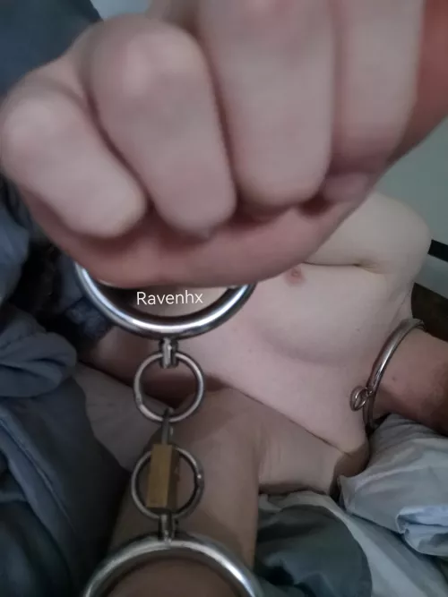 The best way to spend the night, ankle cuffs and cage was included as well of course!  by ravenhx