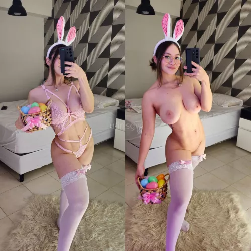 Trying on an Easter outfit, I don’t think I need a bra with it by irisgw