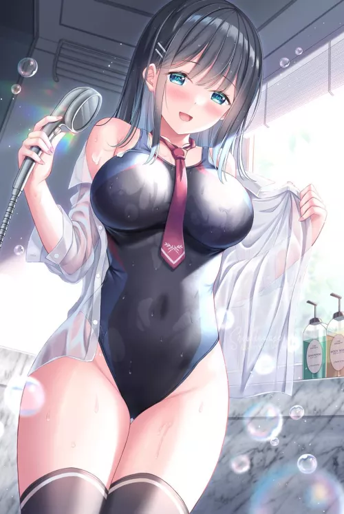 Wet Swimsuit  by xSaviour_N