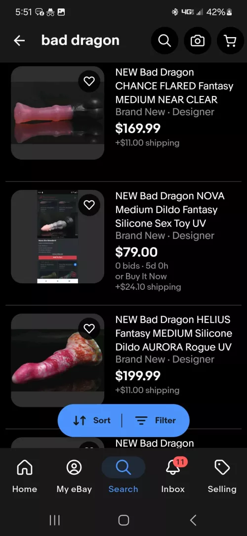 For shits and giggles I looked up Bad Dragon on ebay by LeeGeneral01