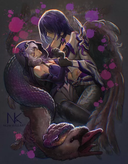 Acheron x Black Swan [Honkai Star Rail] by NowKissArt