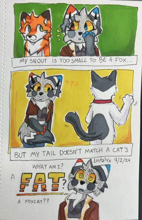FoxCat? (Art by me) by LostAlyx