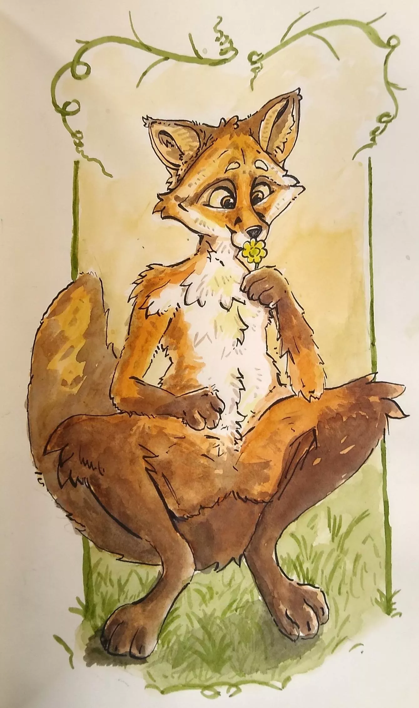 This little fox is ready for spring. ^.^ [ Art by me ] posted by Justarabbit5
