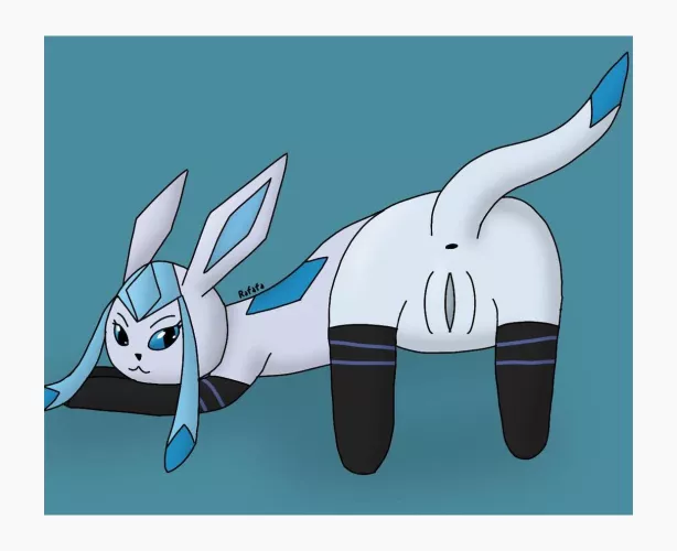 [F] (OC) Thick ass Glaceon im black thigh highs presenting her pussy ;3 by Loud-Competition7904