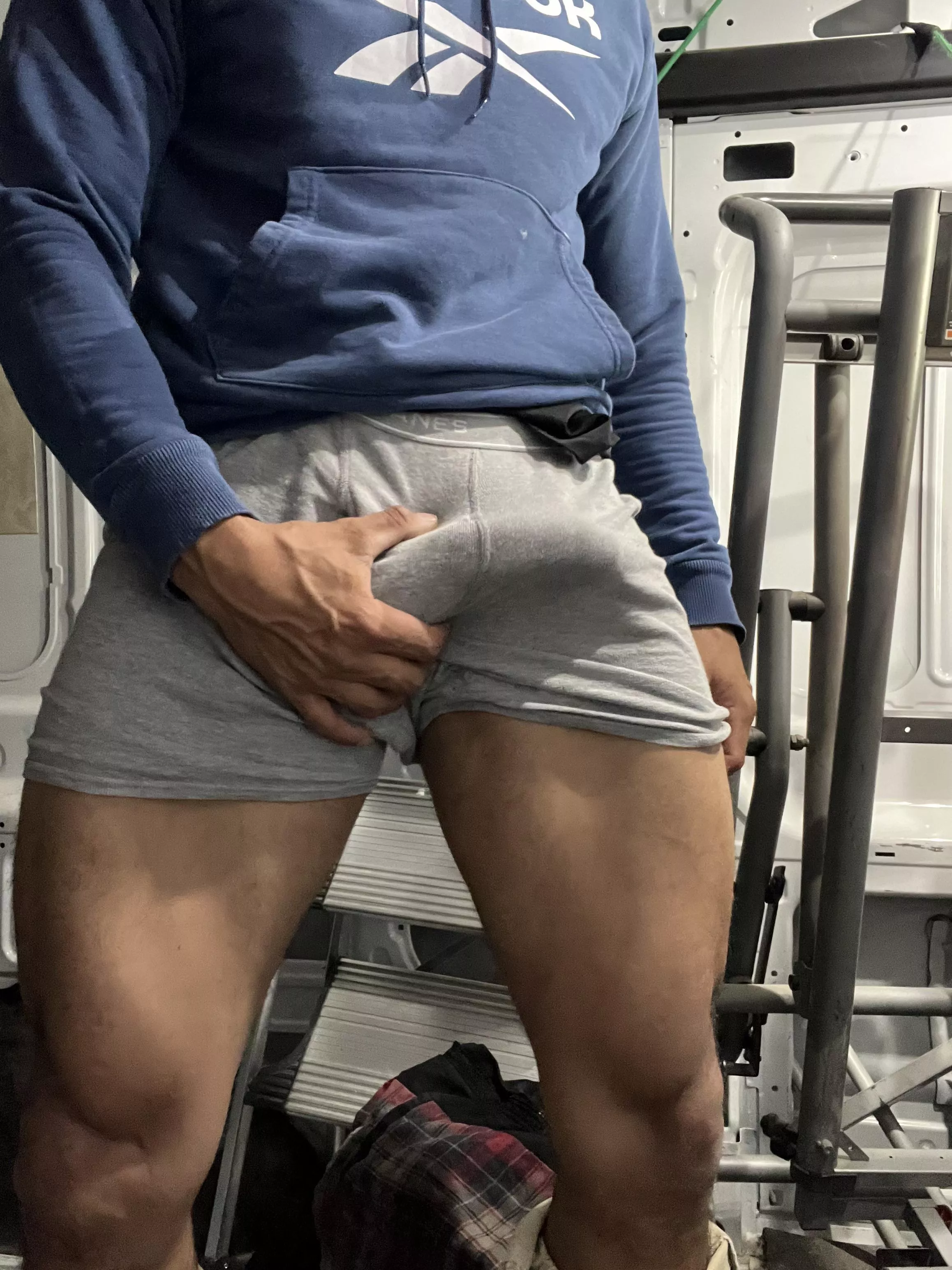 Getting hard in the back of my work van.  posted by AdonisFit69