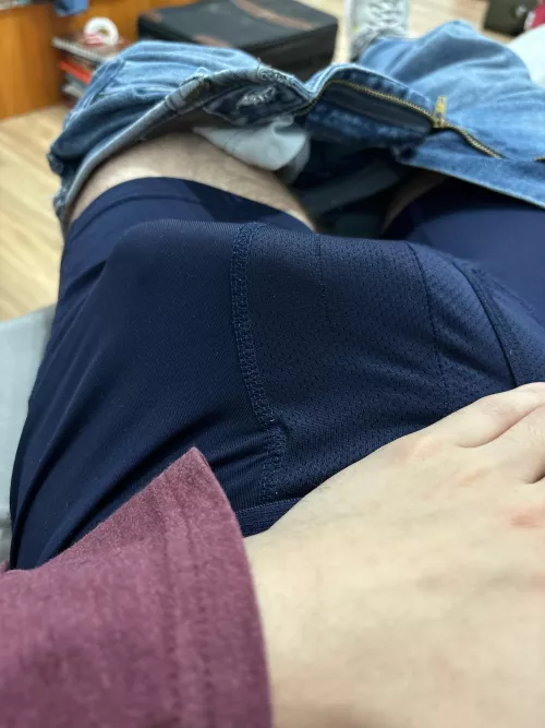Massive bulge in my pants - had to take the jeans off to let my cock breathe lol by Bamacockman