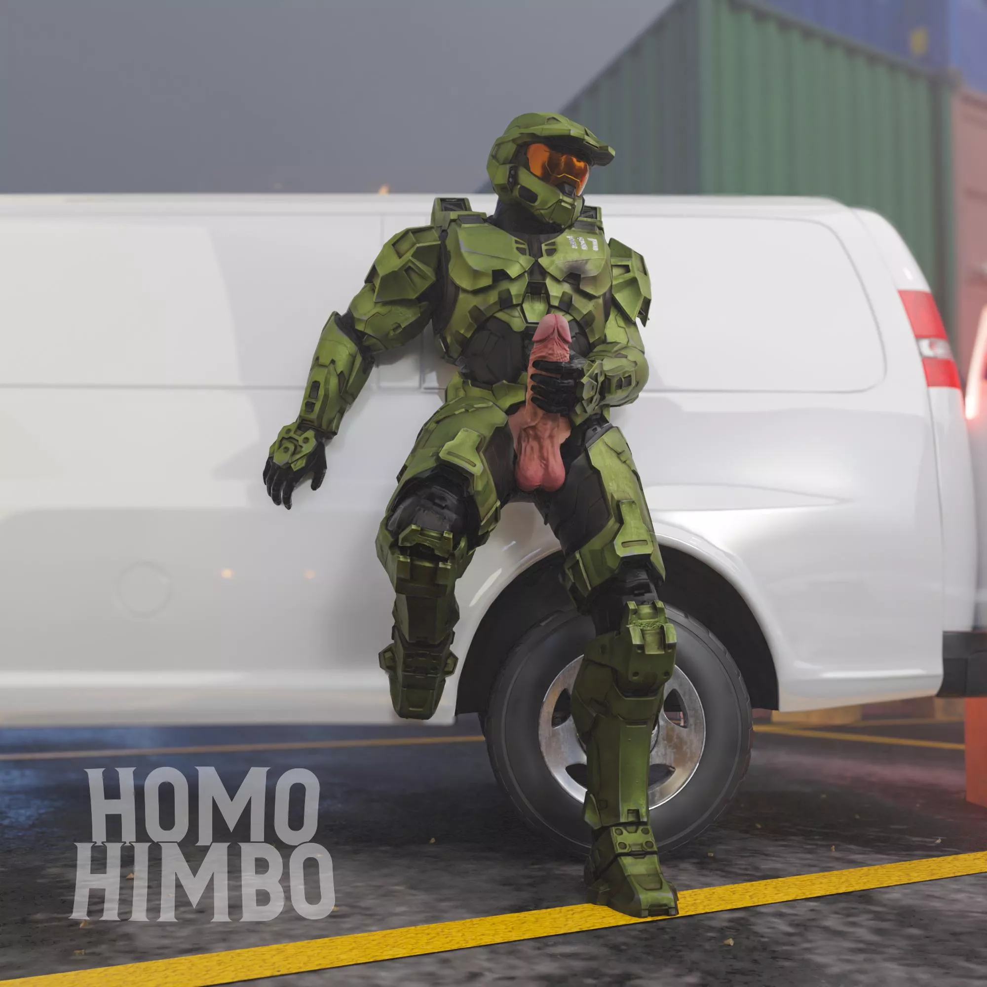 Master Chief getting naughty in the cargo yard 😈 (@homohimbo on Twitter) posted by homohimbo_