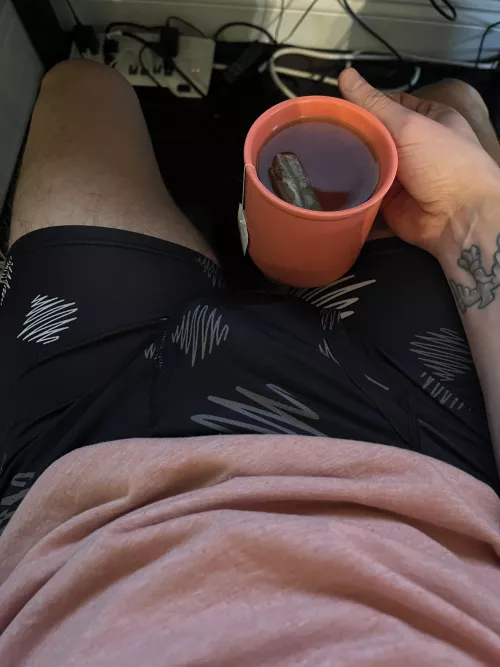 Working from home means no pants and endless tea! by AmongaSeaofStars