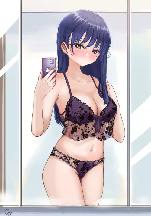 Anna Yamada Taking A Selfie In Lingerie  by Csxc