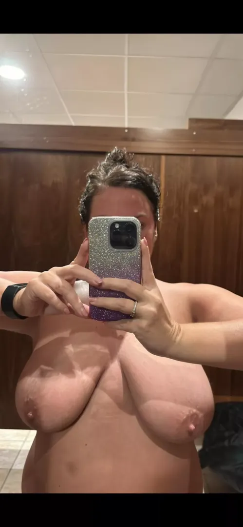At the gym  posted by Bangmywifesbigtits