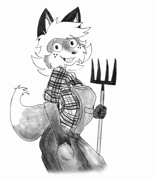 Fox farmergirl sketch I did for last year's Foxtober by REfra1004