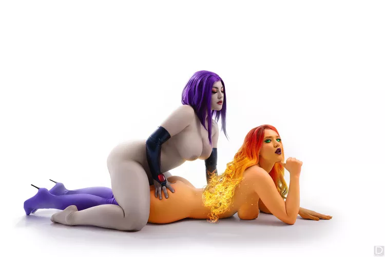 Starfire & Raven by Lada Lyumos & Zoevolf [DC Comocs] by LadaLyumos