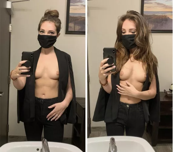 Trying to seduce my boss ;) hair up.. down❔ by hedonist-honey