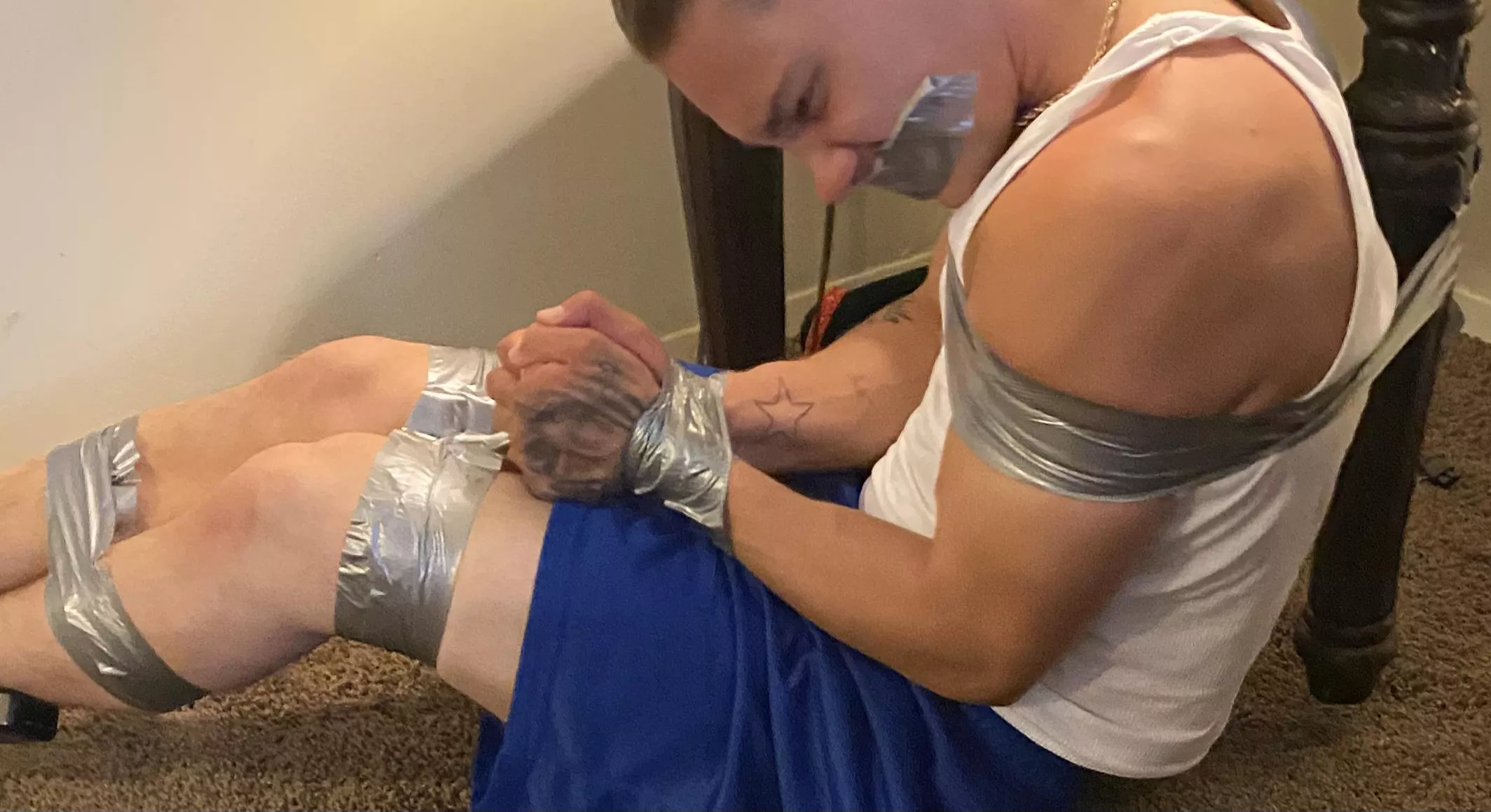 Defeated and taped up posted by SortGlittering4403